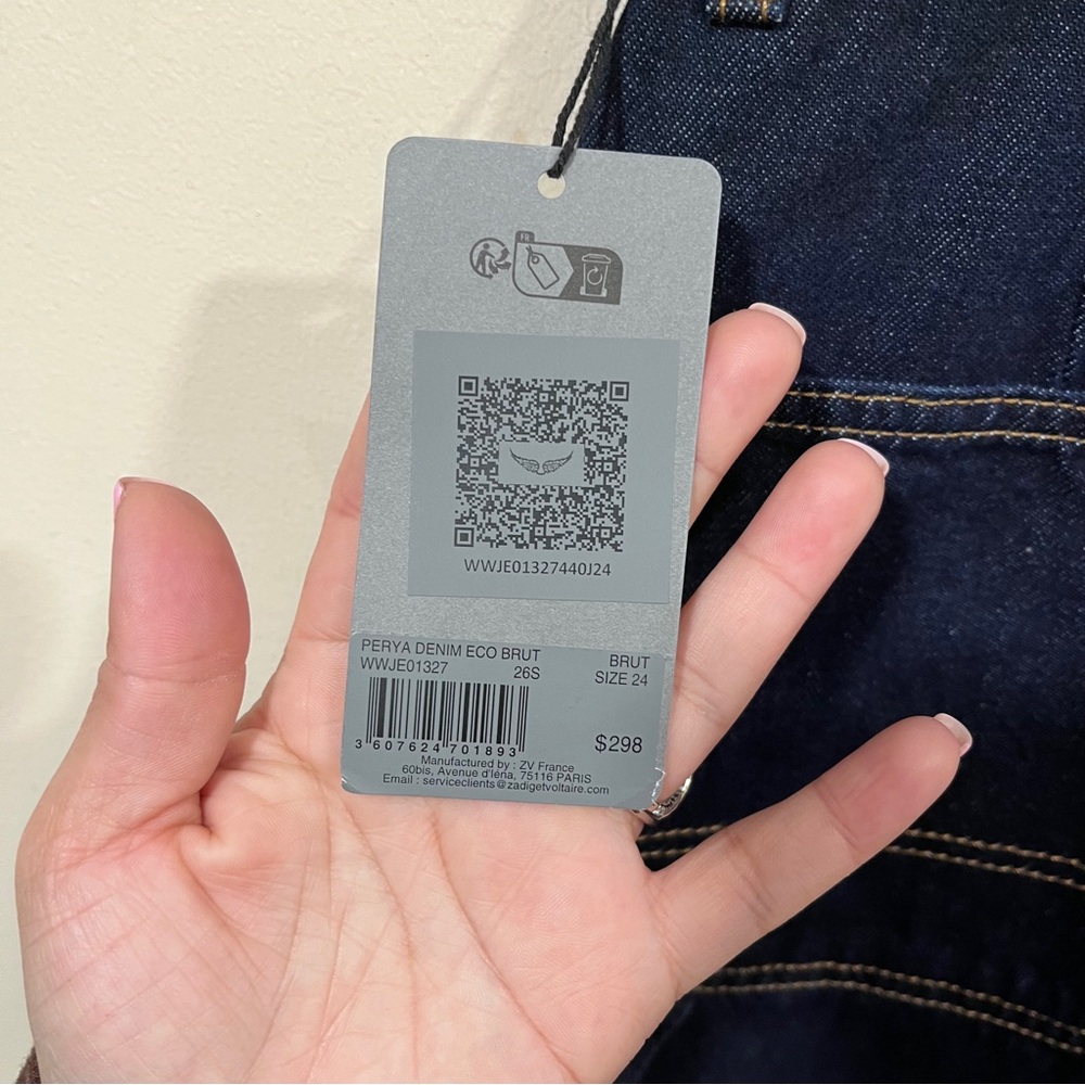 NWT Zadig & Voltaire perhaps blue denim Jeans size 24 
 wide leg women’s - Picture 14 of 14